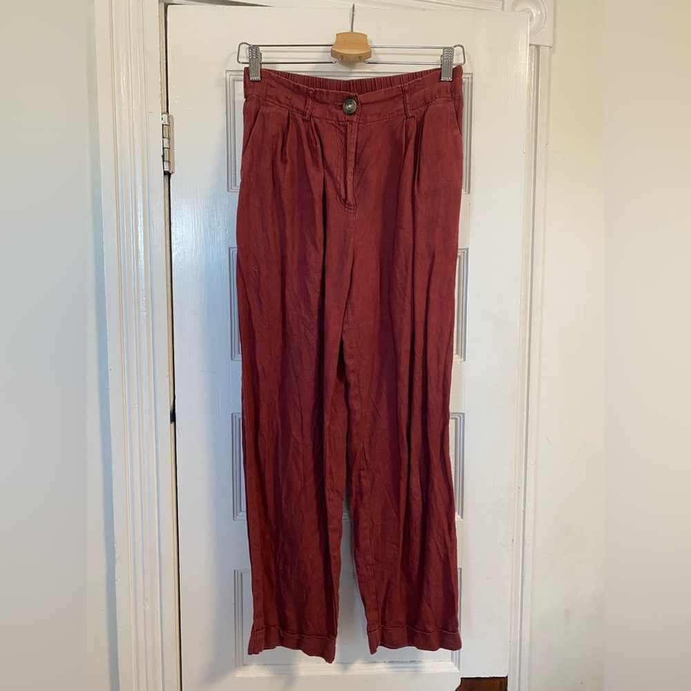 100% Pleated Linen Trousers